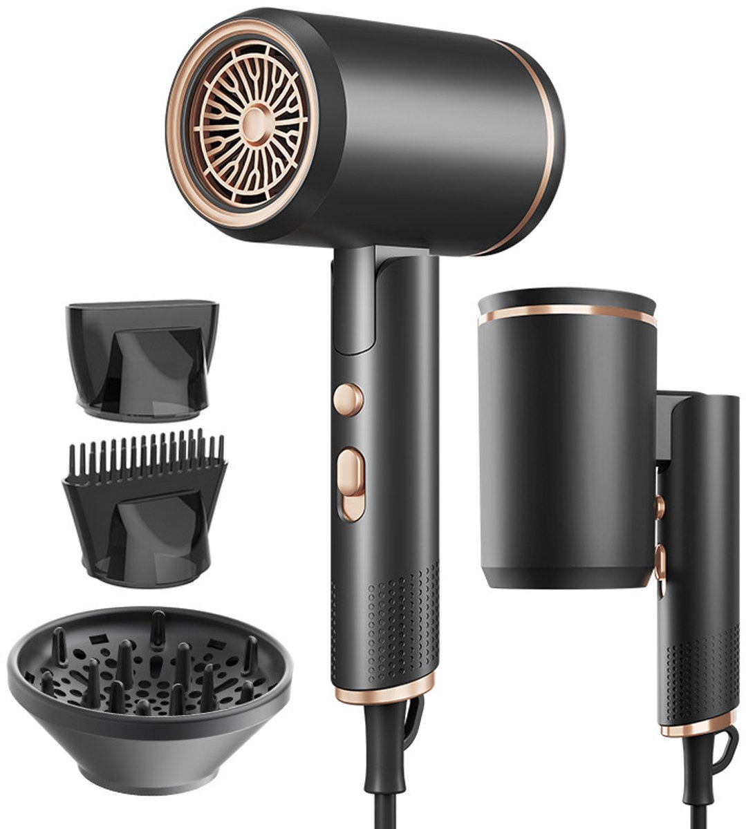 OrangeCartB.V Opvouwbare Ionische Haardroger met Diffuser - OrangeCartB.V - €47,29