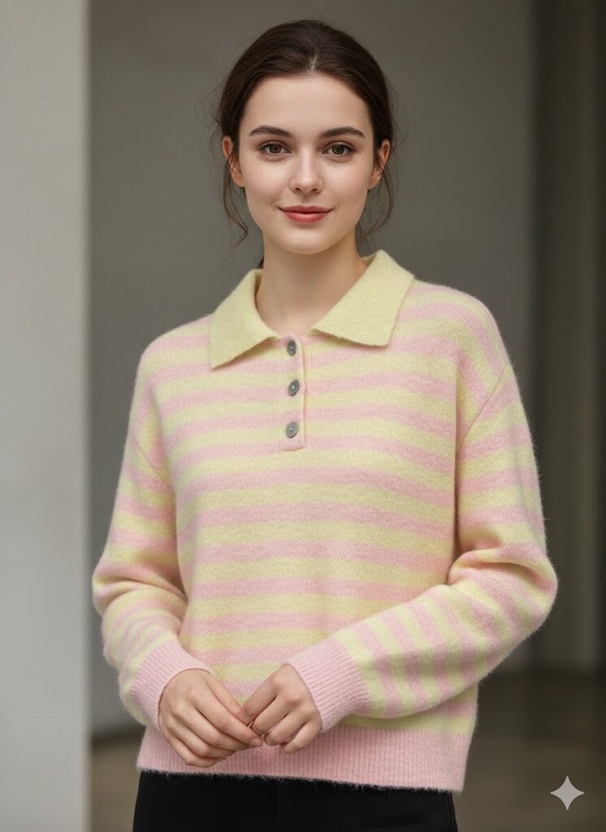 Pull Aria geel/roze