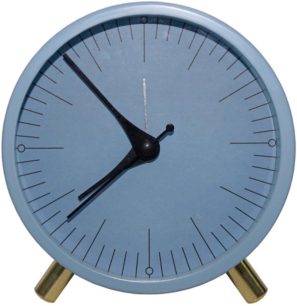 longziming -Stille Wekker Blauw - Retro Bureau- en Nachtklok met Nachtverlichting - 2x AA Batterijen - Voor Woonkamer, Slaapkamer en Kantoor