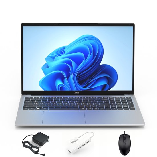 Acmine AX17.3 inch IPS Full HD Laptop - lntel N150 - 16GB DDR4 RAM - 512GB SSD - Win 11 Pro - WiFi - BT5.0 - Office en Studie notebook - Grijs - Acmine - Hoofdafbeelding