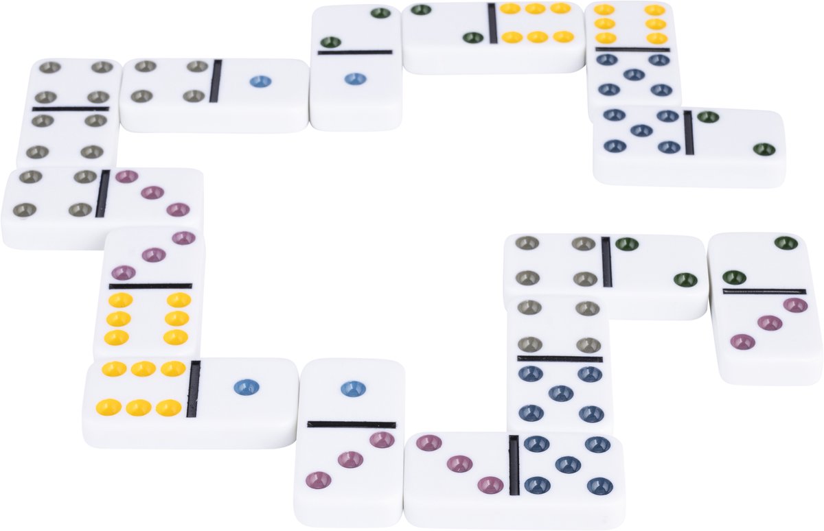 Domino Dubbel 6 – 28 Stenen met Gekleurde Ogen – Compact Blik – Klassiek Spel voor Thuis – Strategisch Familiespel - Engelhart — afbeelding 4