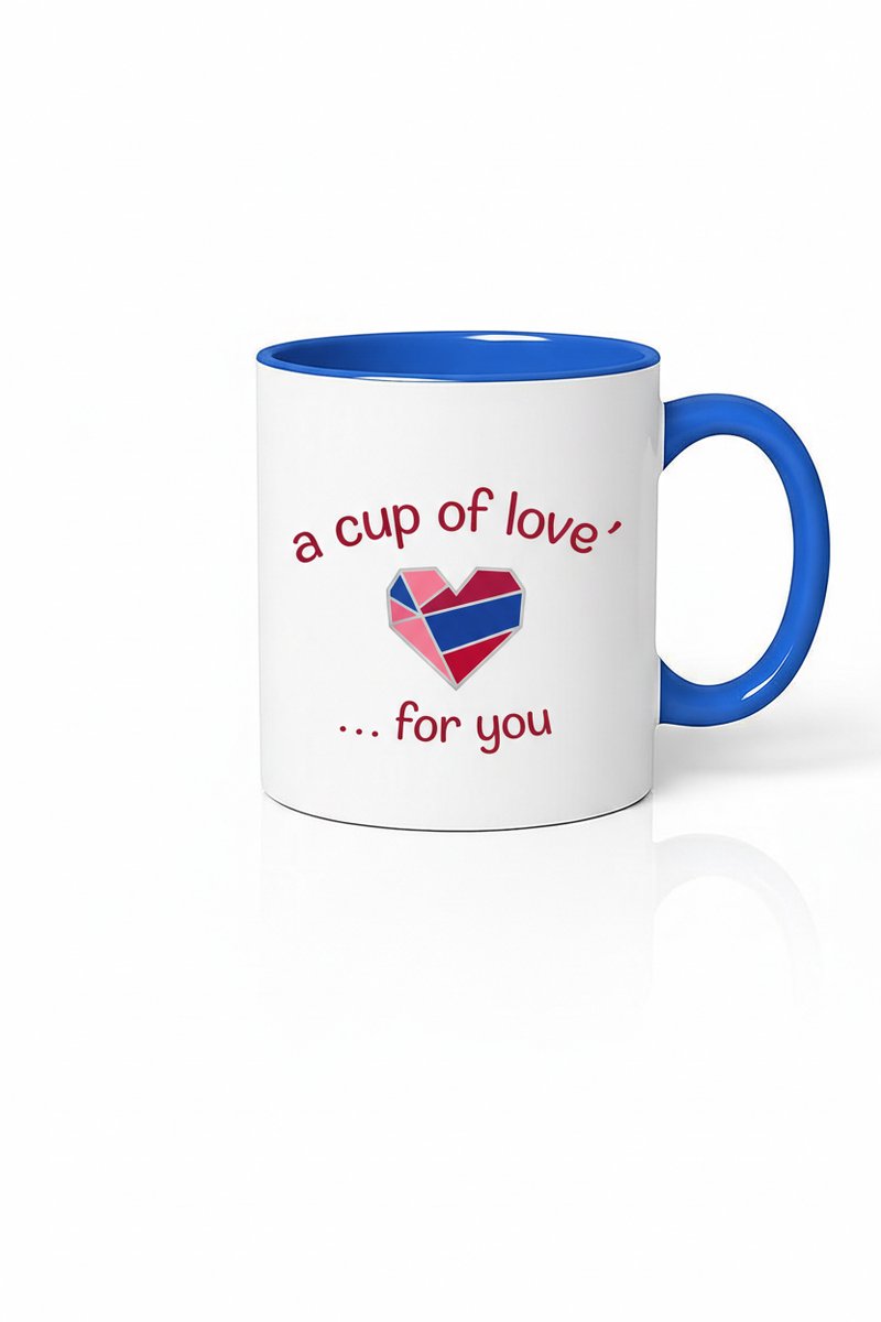 Mok 'A Cup of Love' met Geometrisch Hart - Liefdevol Cadeau voor Jou