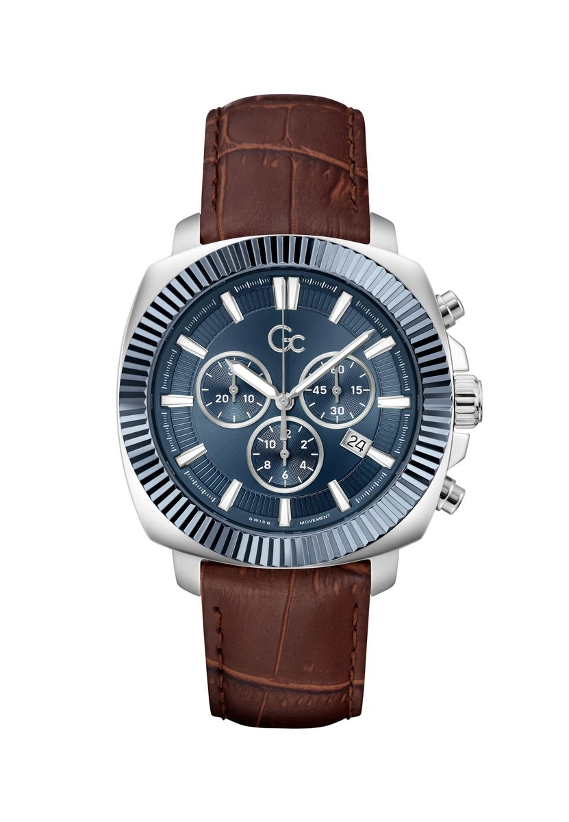 Gc Gc Flair Coussin Chronograph Watch Bruin Case: 100% Stainless Steel | Armband: 100% Leather 44 Z46004G7MF