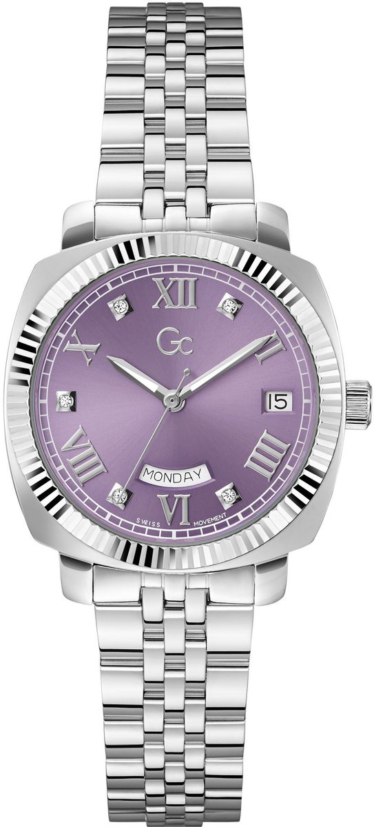 Gc Gc Flair Coussin Lady Quartz Analoog Horloge Zilver Kast: 100% Roestvrij Staal | Bracelet 100% Roestvrij Staal 34 mm Z44004L3, Z44005L3
