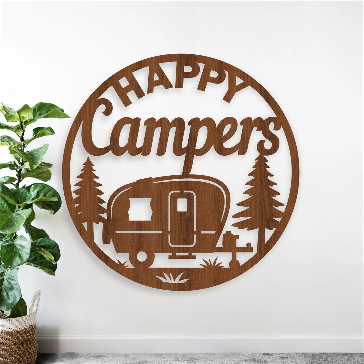 Happy Camper Caravan Decoratie - Camper accessoires - Houten Decoratie voor Campers