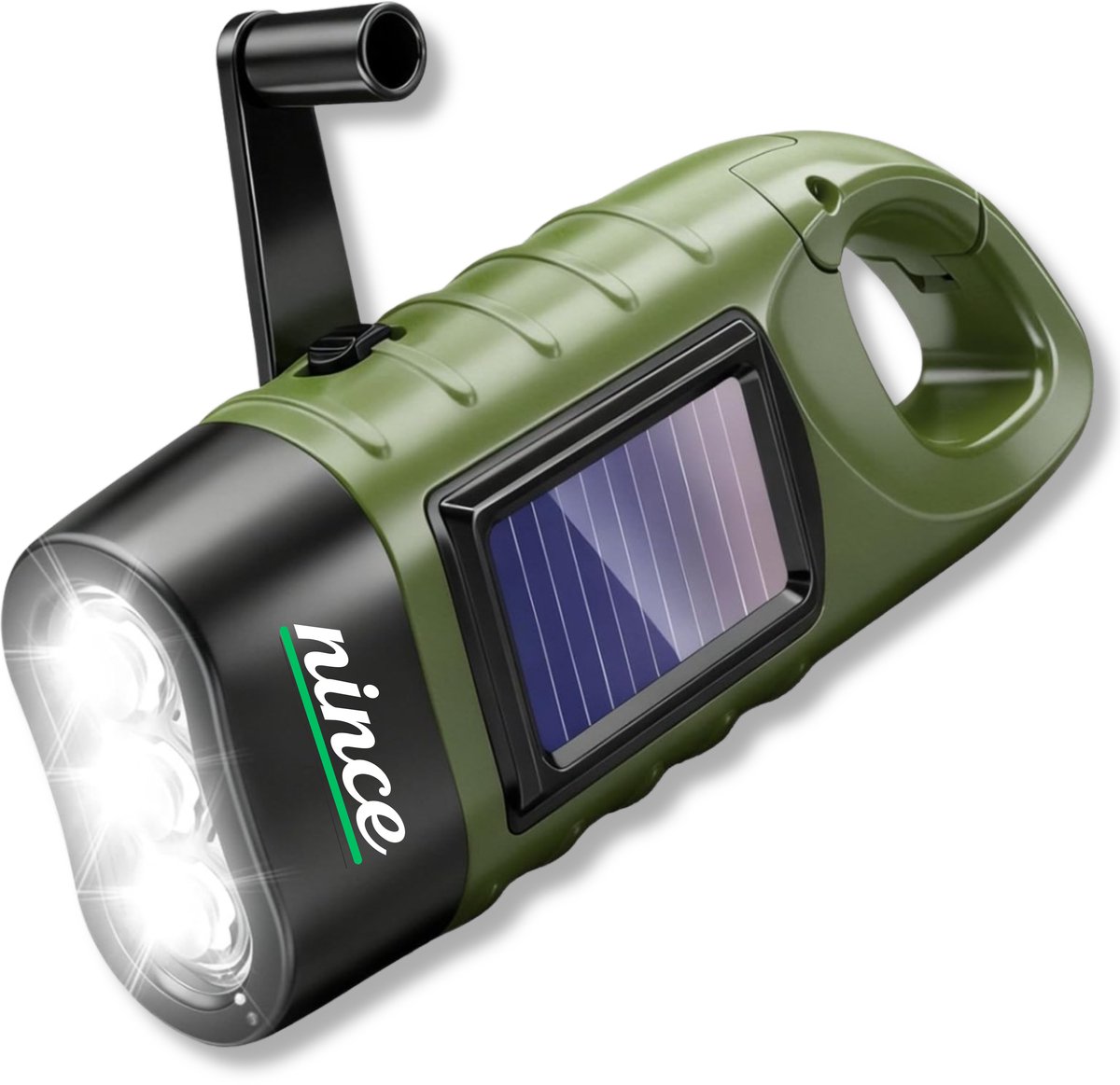 Nince Opwindbare Zaklamp - Dynamo Oplaadbaar zonder Batterij - Led Knijpkat - Camping Noodverlichting - Noodpakket