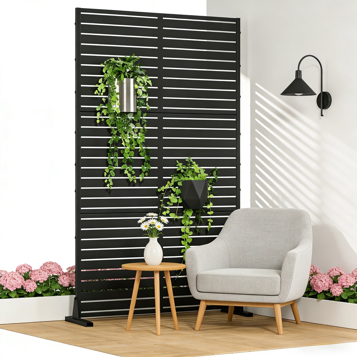 Scheidingswand Nodepp privacyscherm 180x120x40 cm zwart casa.pro