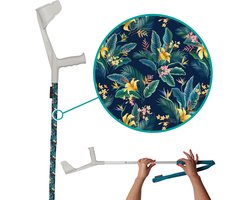 myCover Flowers - 1 stuk - Trendy hoes voor krukken en wandelstokken, past op elke kruk of wandelstok, elastische stof, wasbaar 30°C, verschillende patronen - Excl. Kruk