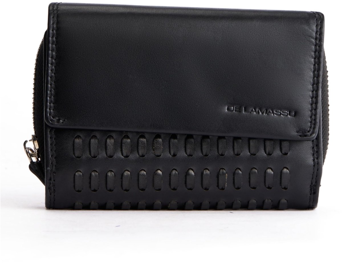 DE LAMASSU® (Nova) damesportemonnee van premium echt leer met RFID-bescherming – handgevlochten portemonnee met 16 kaartvakken, muntvak & biljetvak – luxe leren portemonnee in vintage look