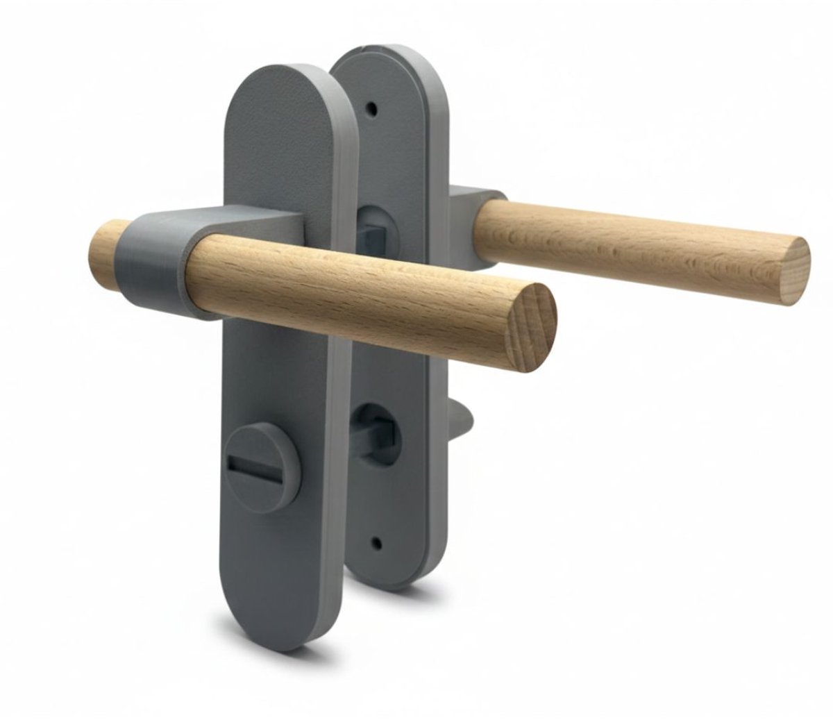 Home 3D® Deurklink Grijs - Langschild met WC Slot - Voor Toilet en Badkamer - Ontworpen en Gemaakt in Nederland