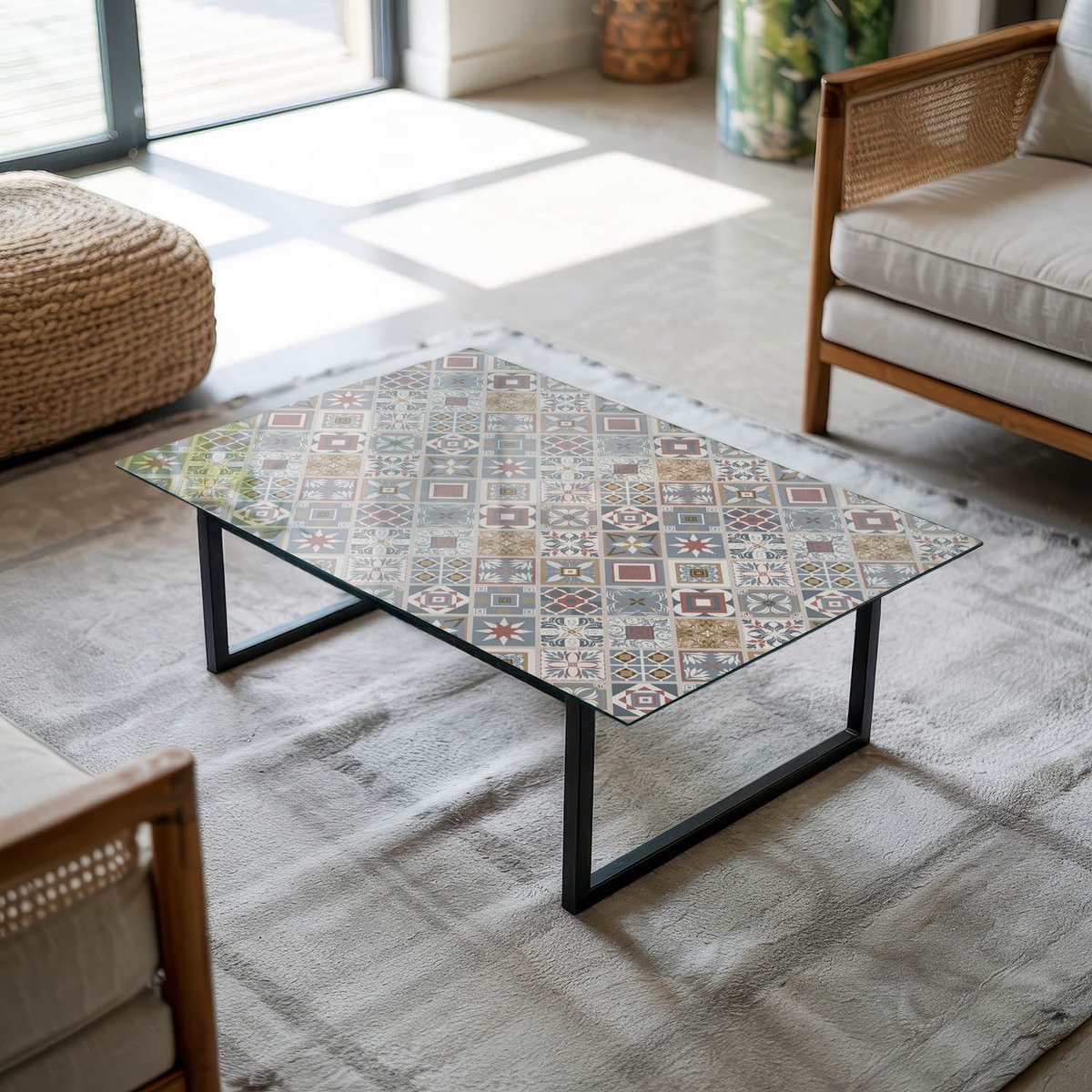 Coloray Tafelblad - Gehard Glas Tafelblad - 80x60 cm - Grijs - Rechthoek Glazen Tafelblad 