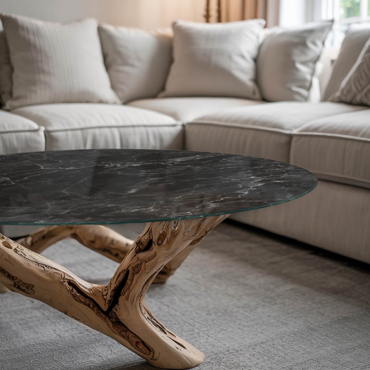 Coloray Tafelblad - Gehard Glas Tafelblad - 100 cm - Zwart - Rond Glazen Tafelblad - Tafel