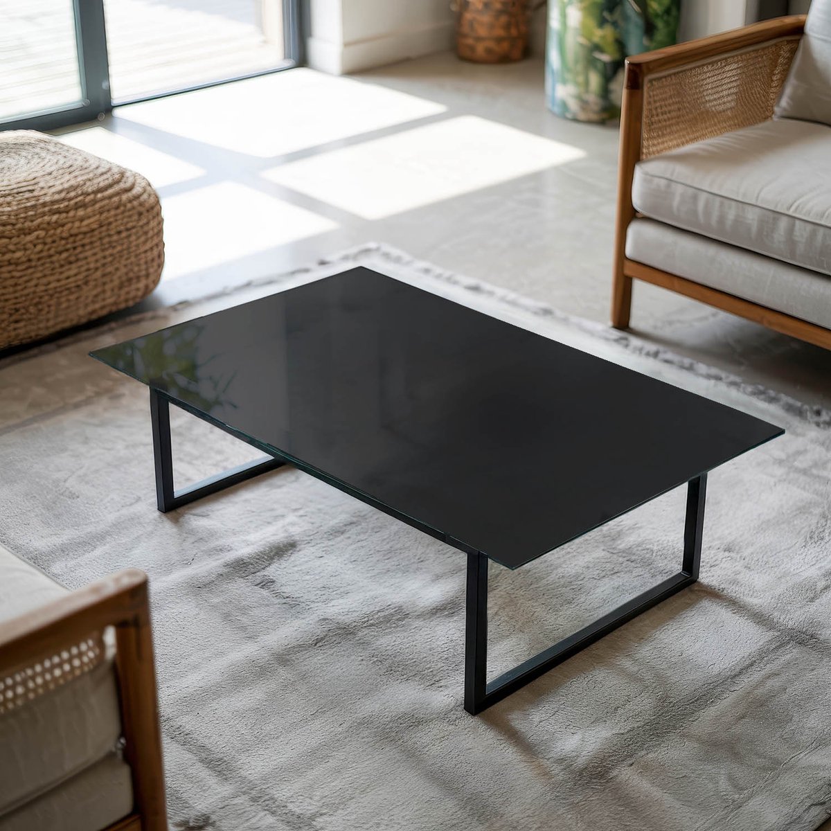 Coloray Tafelblad - Tuintafelblad - 120x80 cm - Zwart - Rechthoek Glazen Tafelblad - Tafel
