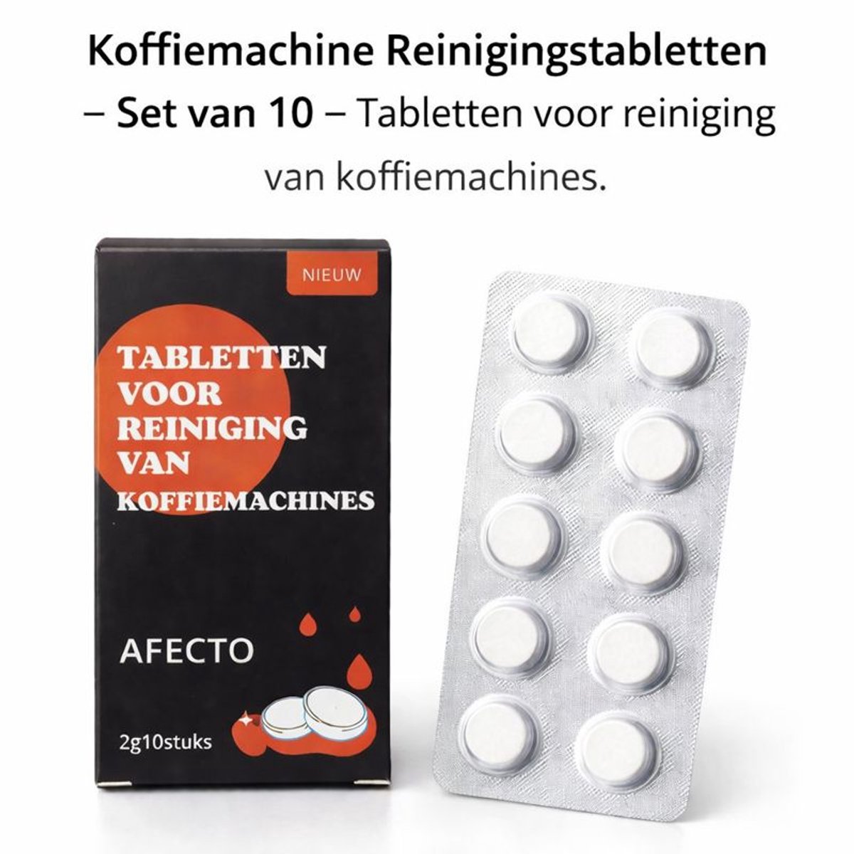 Afecto Reinigingstabletten - 10 tabletten - koffiemachine reinigingstabletten - reinigingstabletten voor koffiemachine - koffiemachine schoonmaken