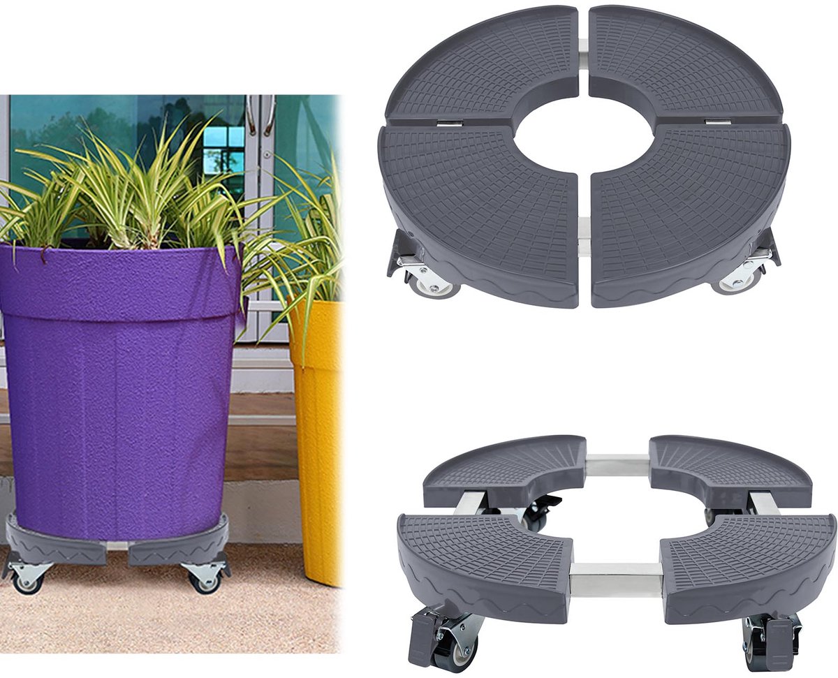 Aufun Plantenwagen Ø 39-52 mm-Verstelbaar-Met 360° Draaibare Wielen-Draagvermogen 300 Kg-Grijs