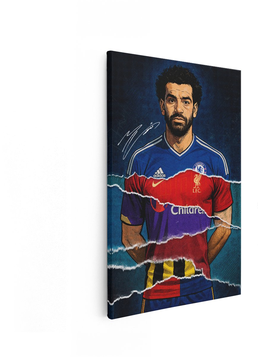 Artaza Canvas Schilderij Salah Portret - 20x30 cm - Voetbal Muurdecoratie - Wanddecoratie Liverpool - Schilderijen Op Canvas Voetballers