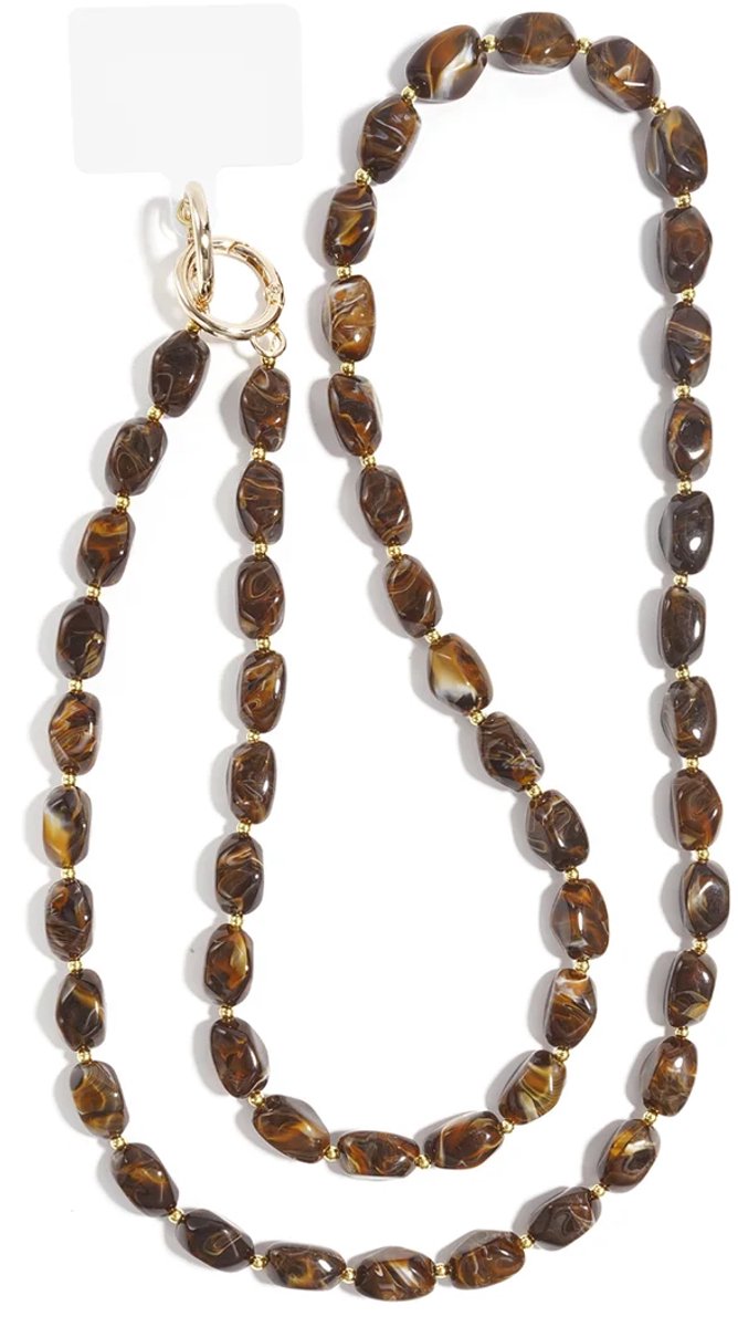 Telefoonketting kralen casual acryl dagelijkse accessoires bruin - Valentijn cadeau