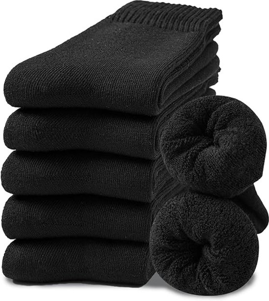 Chaussettes chaudes en laine pour femme, paquet de 5 paires, chaussettes d'hiver noires et épaisses, un cadeau idéal pour affronter le froid, pointures 35 à 42
