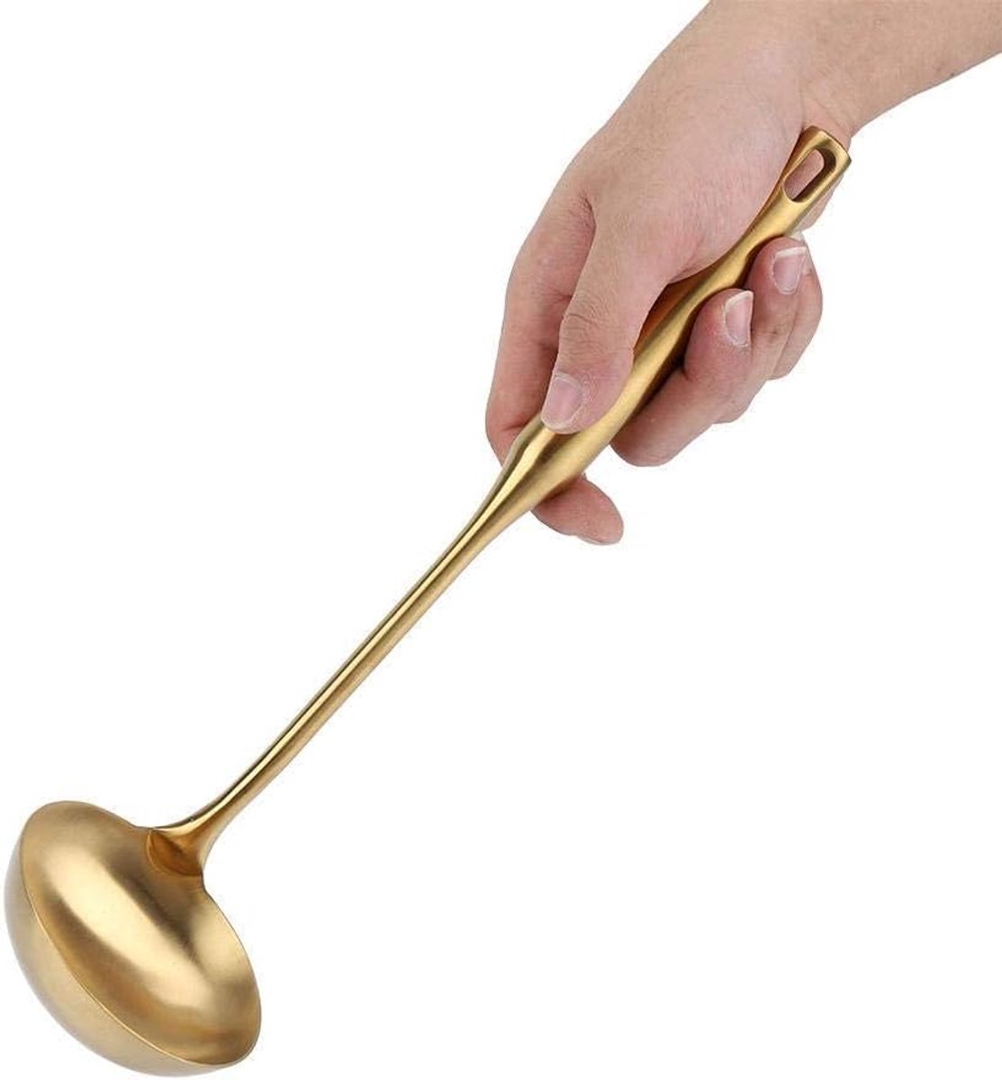 OIMG Soeplepel - Roestvrij Staal Pollepel en Keuken Turner - Bouillion Lepels - Grote Soep Pollepel - comfortabele greep - Keuken Spatel - Nuttig Kookgereedschap (Goud)