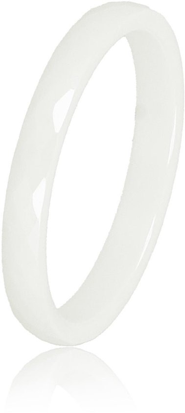 My Bendel - Bague femme en céramique blanche douce à facettes - Céramique, incassable, belle bague femme blanche douce - Ne se décolore pas - Avec emballage cadeau de luxe
