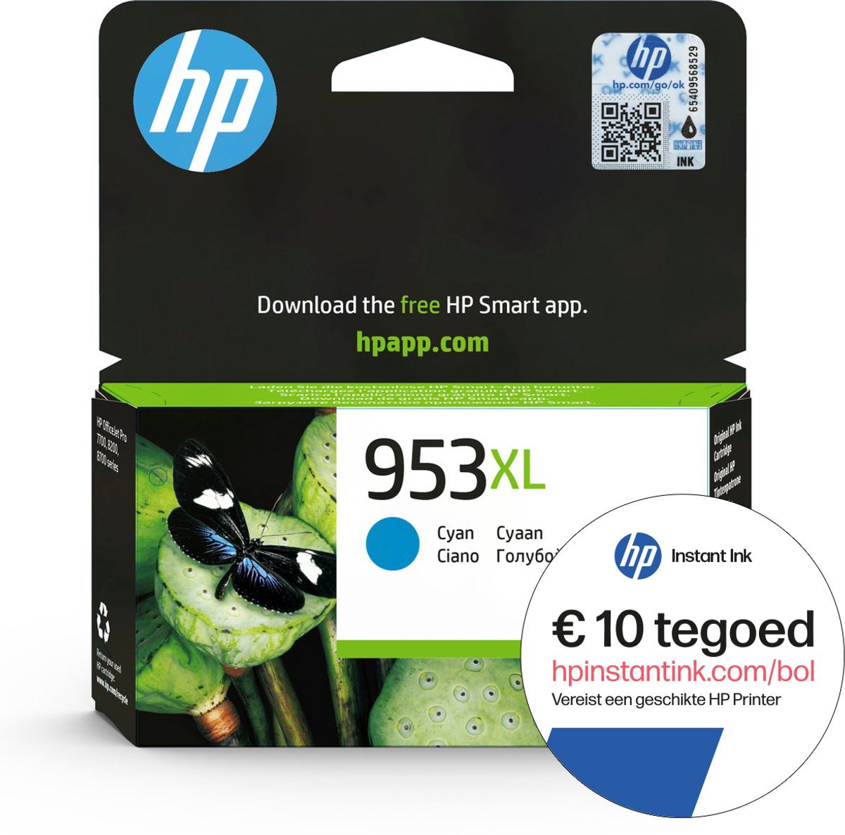 HP 953XL - Inktcartridge Cyan + Instant Ink tegoed