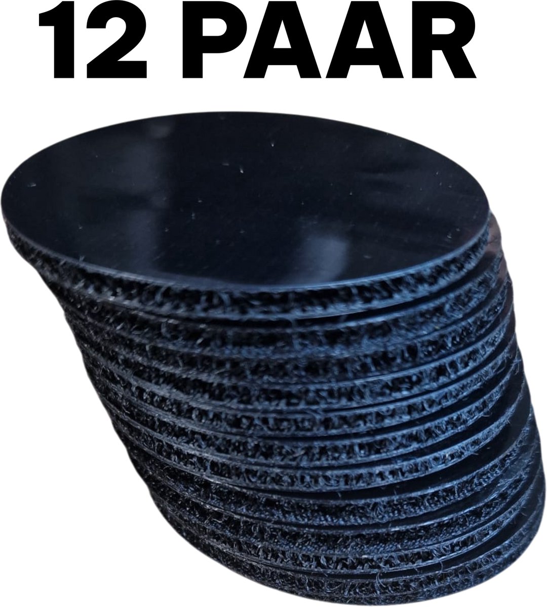 Han‑Bar® Zelfklevende Dubbelzijdige 12 paar - Klittenband - Rond - 5-CM Diameter - Tapijttape - Meubeltape - Auto-tapijt - Zwart