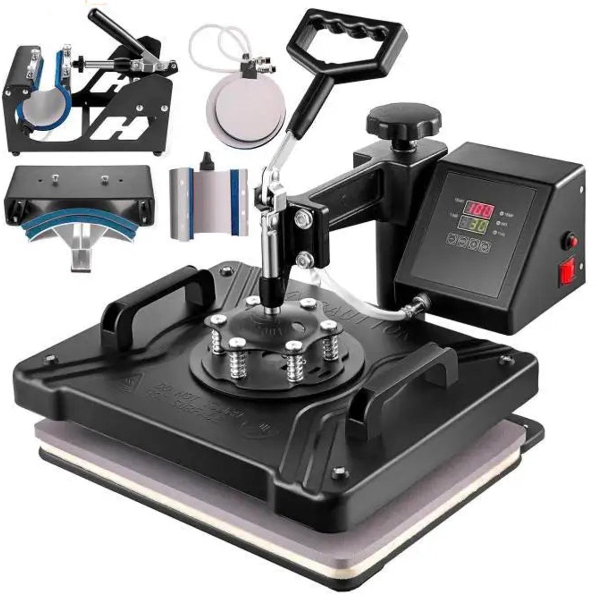 Heat Press - Transferpers - Sublimatieprinter - Heat Press Machine - 6 in 1 - 12x15 Inch - Multifunctionele Sublimatie - voor Mok/Latte Mok/Hoed/Plaat/fles