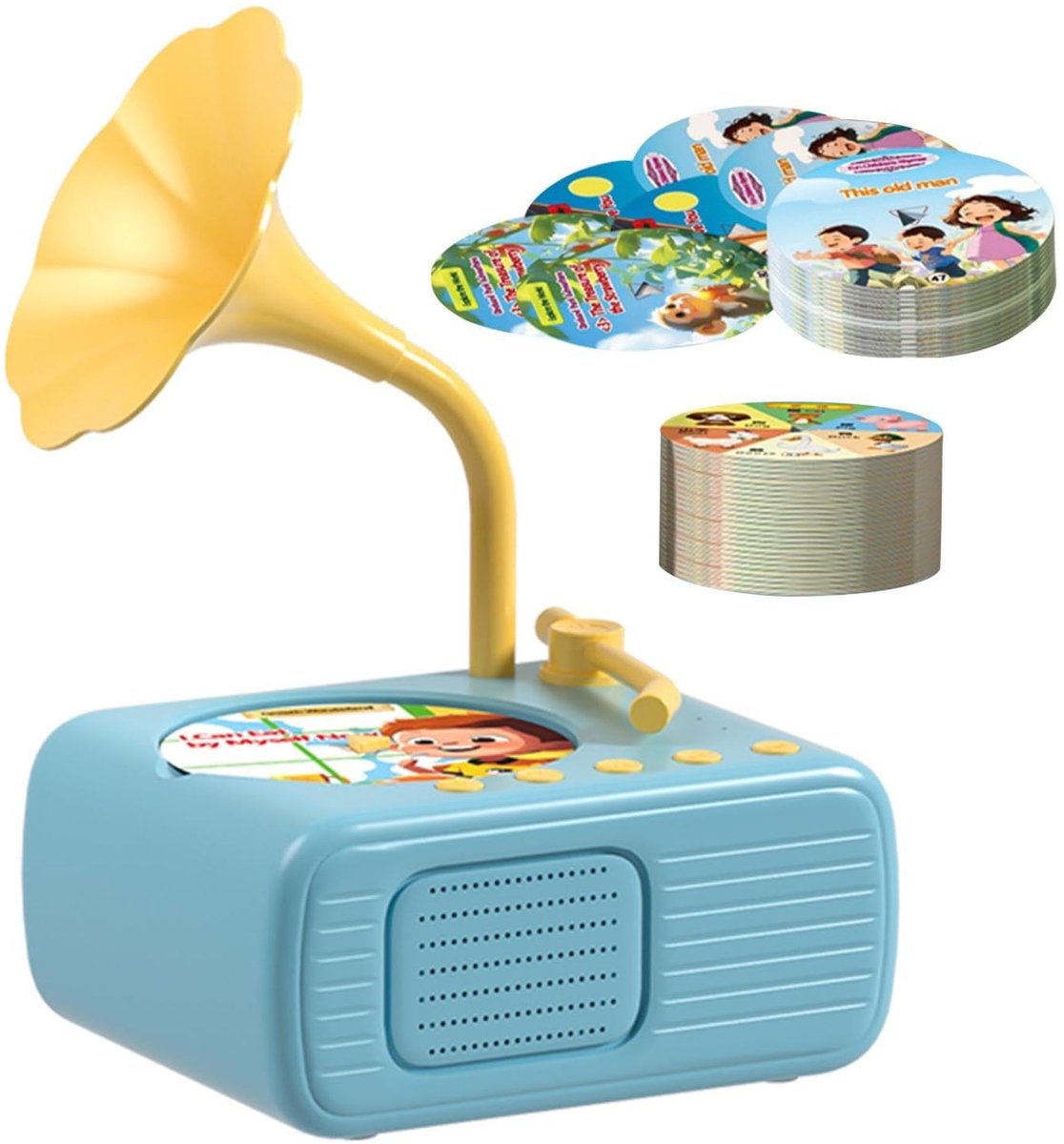Jojoy - Interactief Muziek Speelgoed - 96 Liedjes & Verhalen - 8 DIY Platen - Vanaf 3 Jaar - Blauw - JOMELODI