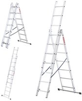 KADAX Eenzijdige stalen ladder met antislipvoeten, trapladder, ladder met plank, trapladder, vouwladder, huishoudladder met brede treden (6 treden