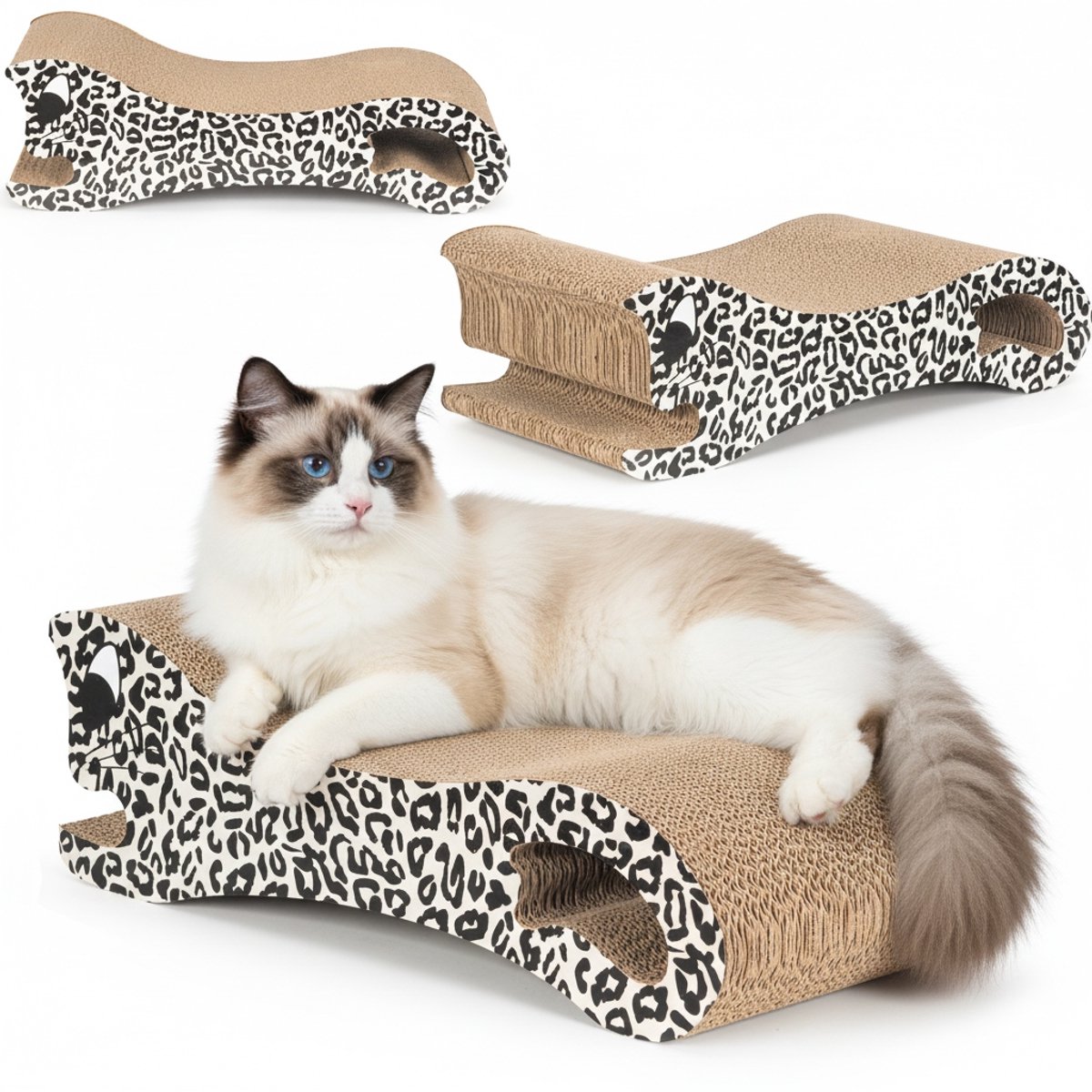 COIL kat krabt aan karton, Krabkarton, kattenmand, krabpaal, kattenligstoel, Milieuvriendelijk bed, MDF, modern, comfortabel, Hoogte: 13 cm