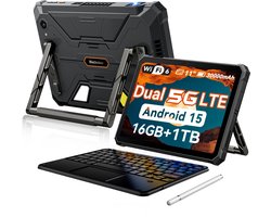 Blackview Active 12 Pro 5G Outdoor Tablet - 11 inch - 48 GB + 1 TB 30000 mAh - Met Toetsenbord(QWERTY) - IP68 waterdicht 108 MP + 50 MP dual sim - Zwart