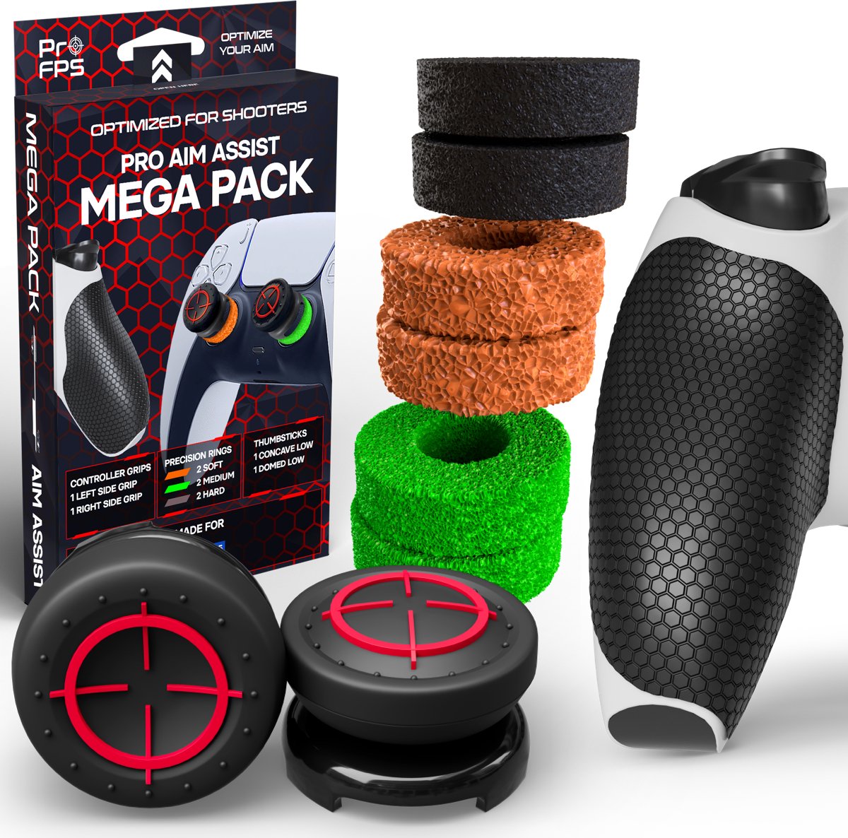 ProFPS Thumbsticks, Precision Rings & Grips – Voor PS5 – Mega Pack