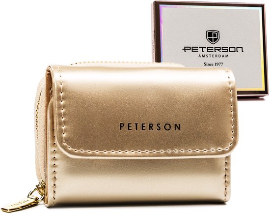 PETERSON Portemonnee dames portemonnee, echt leer, vakken voor creditcards en munten, RFID-systeem rood zwart, rood/zwart, ‎ 4 x 10,5 x 19 cm, klassiek, casual