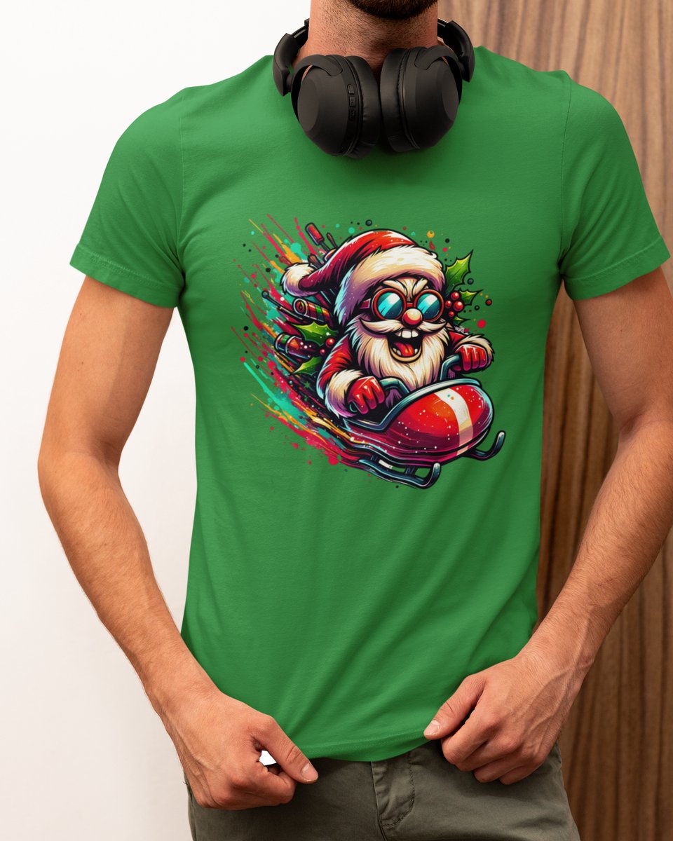Turbo Santa Kerst - Kerst T-shirt Groen - Grappig T-shirt - Maat XXL - Kerst Cadeau Mannen - Limited Edition