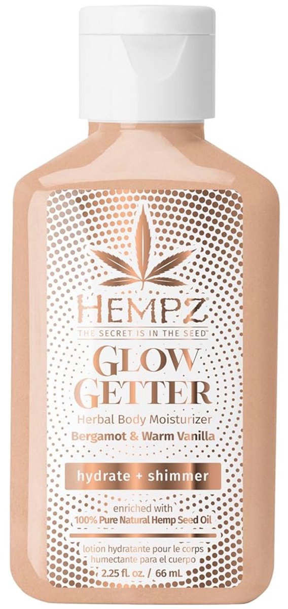 Hempz Glow Getter Herbal Body Moisturizer met Shimmer Travel Size 66ml - Mini Hydraterende Crème - Body Lotion voor Dames en Heren - Hydraterend & Verzachtend