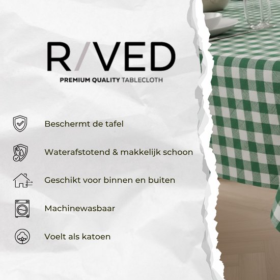 Nappe Raved / Nappe carreaux fermiers / Vichy Vert / Wit 140 cm x 290 cm - PVC - Lavable