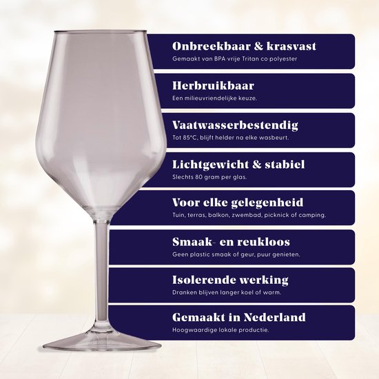 HappyGlass Lady Abigail plastic wijnglazen - Set van 4 kunststof herbruikbare wijnglazen - 47cl - Noble smoke - BPA-vrij Tritan- Limited Edition — afbeelding 2
