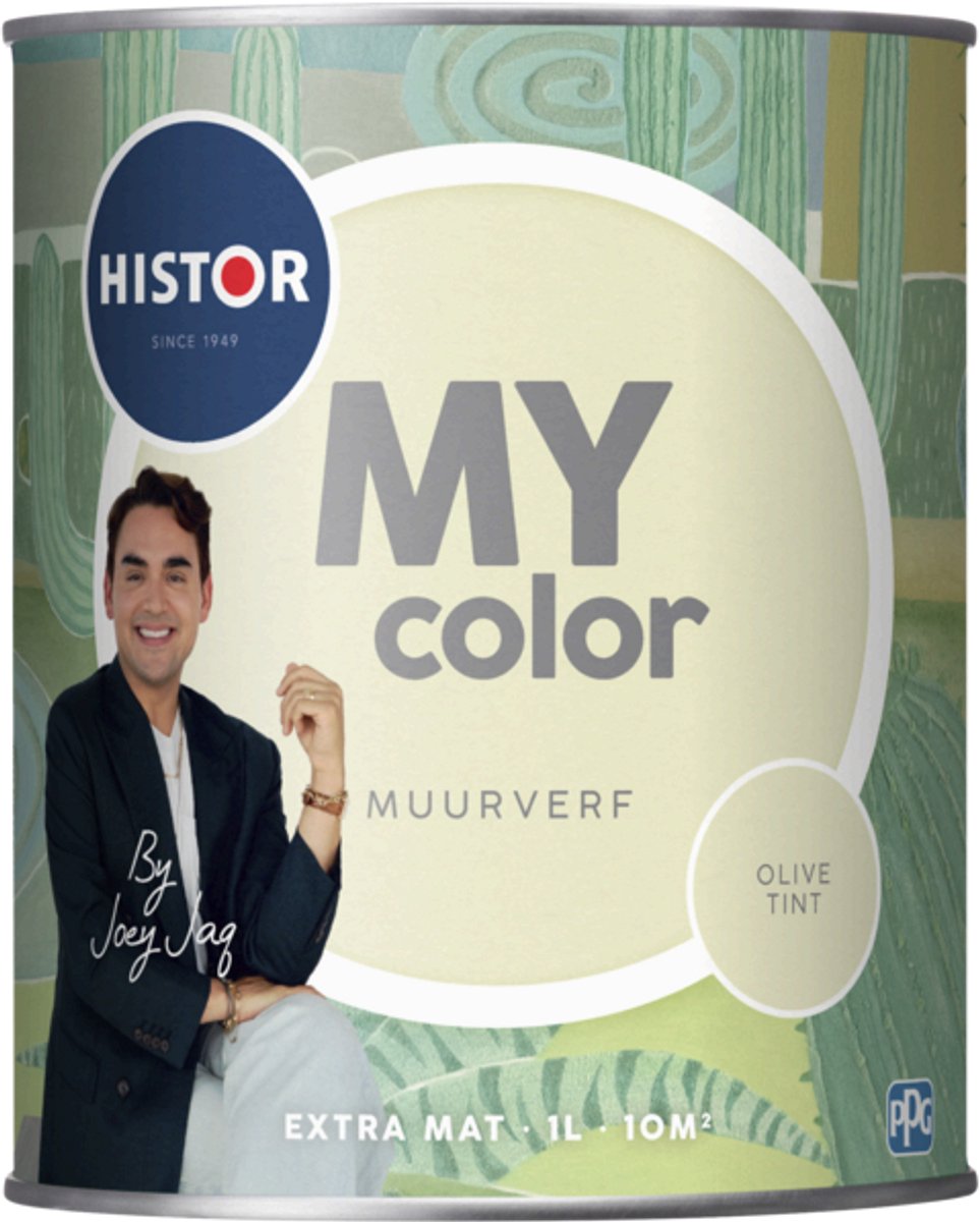 Histor MY Color Muurverf Extra Mat – Intense Kleurkracht – Extra Dekkend en Vochtregulerend - Geurarm & Oplosmiddelvrij – Voor Binnen – Olive Tint – 1 L - Groen - Limited Edition - By Joey Jaq – foto 5