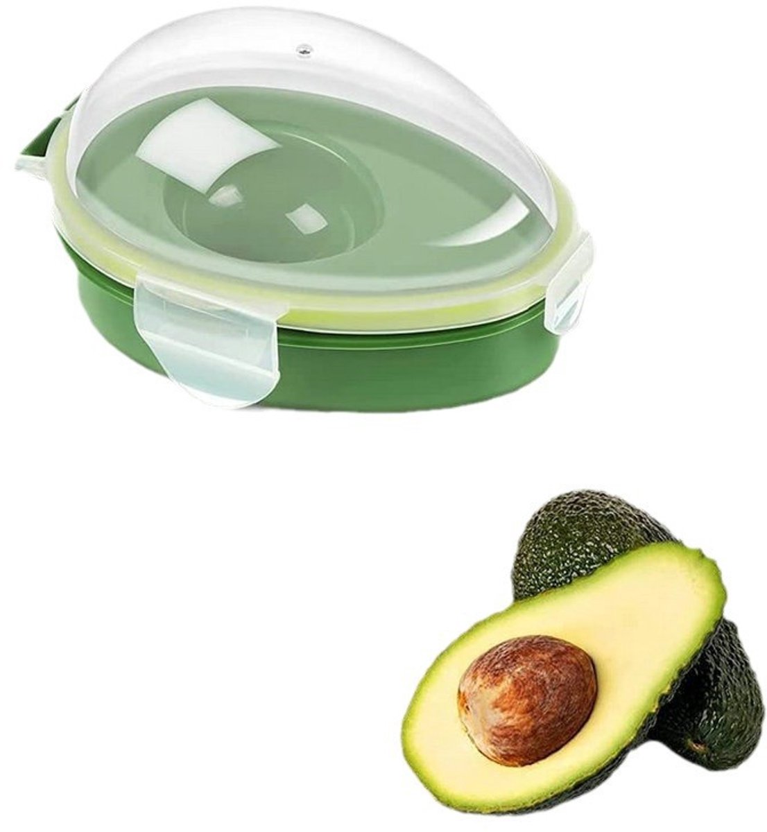 Avocado-bewaarcontainer - Groente-bewaarcontainer - Avocado-bewaardoos - Draagbare avocadodoos - Bewaarcontainer voor in de koelkast - Herbruikbaar - Geschikt voor keuken, koelkast en opslag - groen