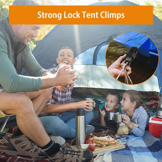 20 stuks - Tent klemmen - Dekzeilclips - Tentclip - tentclip luifelclip - campingluifelclip - krokodillenklemmen - dekzeilclip dekzeilclip - voor zwembaden, luifels, caravanluifels, autohoezen, buitententen, luifels en hoezen - 7.8*2.3 cm - zwart van Gadgy — afbeelding 2