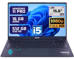Krachtige 15.6" Full HD Notebook | Snelle Intel Core i5 & 512GB SSD | 16GB DDR5 Geheugen | Windows 11 Pro Editie voor Zakelijk, Thuis en Studie