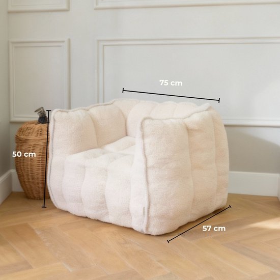 Babiem® Ella - Kinderfauteuil - Tijdloos & Stijlvol Design - Kinderstoel - Kinderzetel - Vanaf 1 Jaar - 75x57x50 cm - Peuterstoeltje - Beige Teddy Stof van Merkloos — afbeelding 3