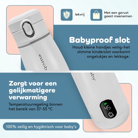 EuroBaby® Flessenwarmer Baby - Geen gehuil meer onderweg, altijd warme melk - Draadloos & veilig van Merkloos — afbeelding 4