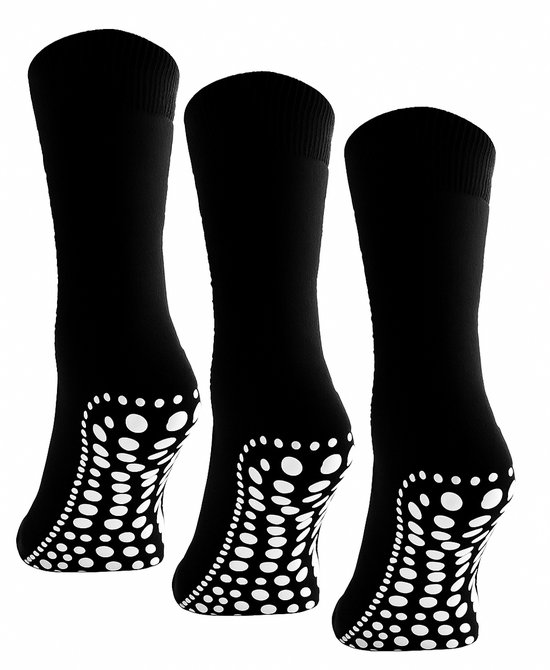 Ensemble de chaussettes Budino Chaussettes d'intérieur - Chaussettes antidérapantes - 3 paires - taille 43-46 - Zwart