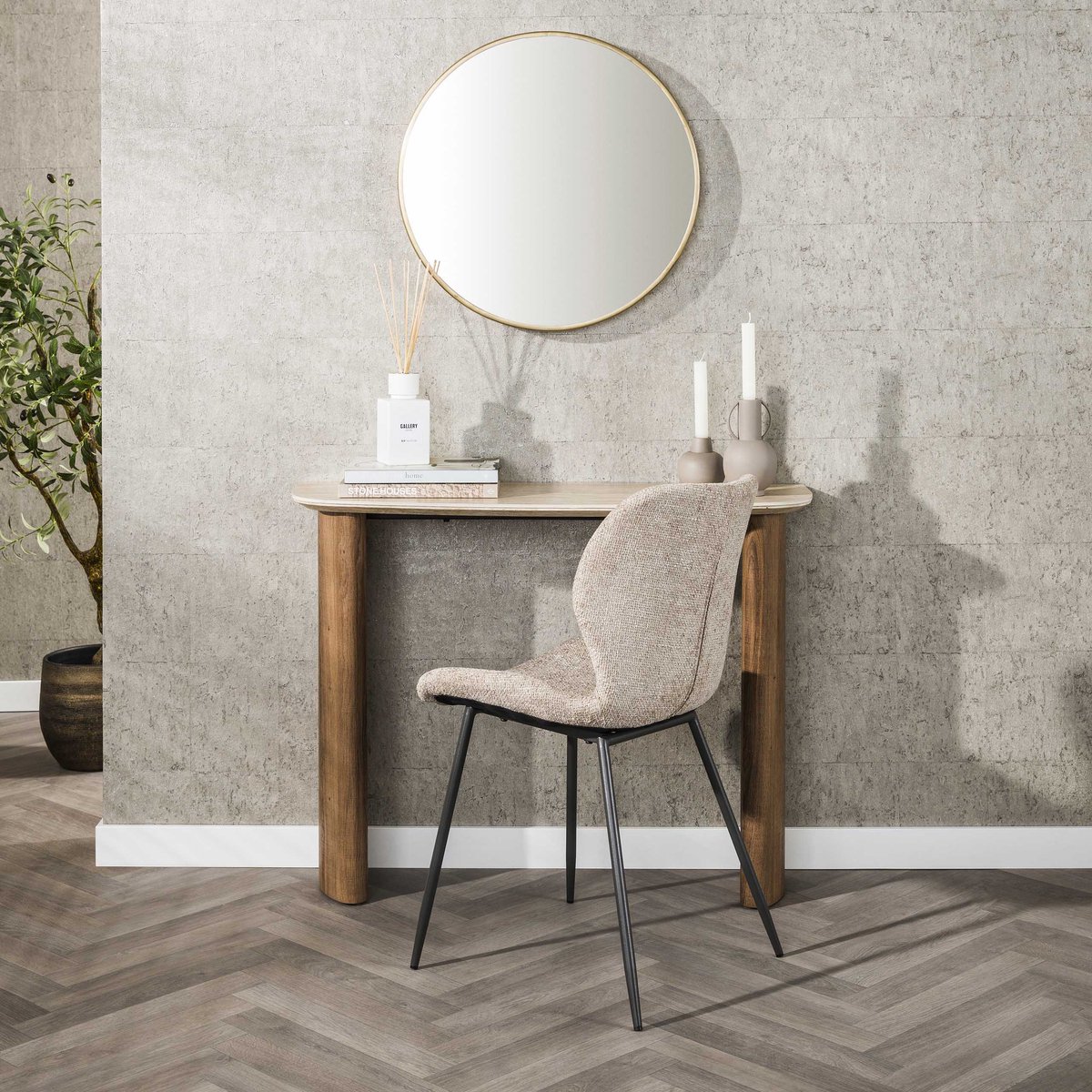 Hoyz Collection - Hal--kaptafel Romano Curvo - Keramiek Travertin