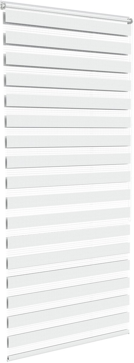 Aufun zebra rolgordijn – montage zonder boren – 100 x 220 cm – klemrolgordijn – zonwerend – met kettinglift – voor deuren en ramen – wit
