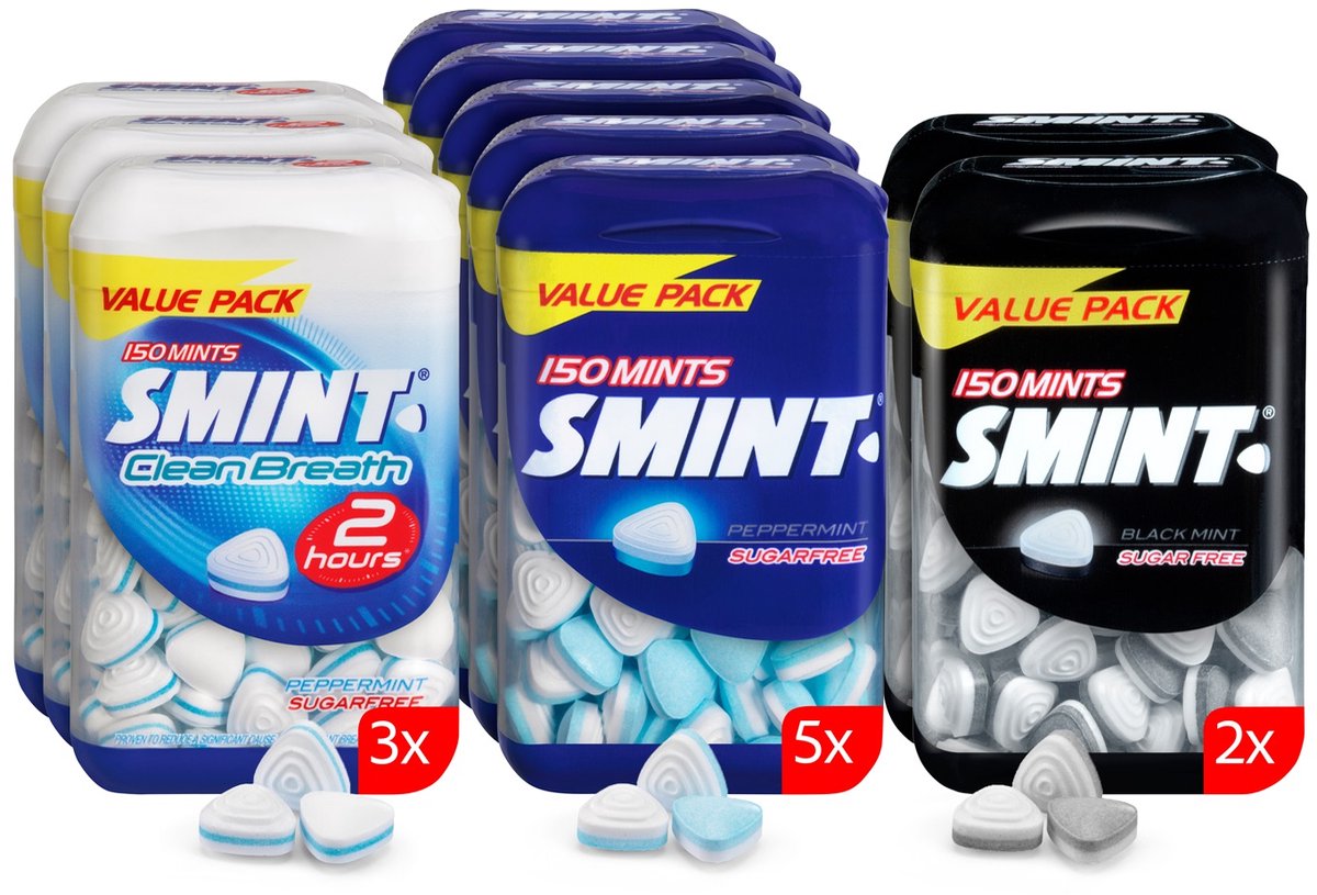 Smint Combidoos - Frismakers - Mix van Peppermint, Blackmint en Clean Breath - Suikervrij - 10x150stuks