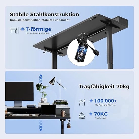 Stane Zit Sta Bureau Elektrisch Verstelbaar - 4 Geheugen Standen - Incl. Kabelgoot - 140 X 60 Cm Grijs Eiken