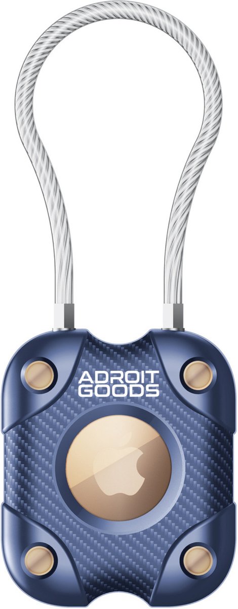 AdroitGoods Waterdichte Tracker Houder – IP67 – Staalkabel Bevestiging – Geschikt voor Apple AirTag – Beschermcase - Blauw