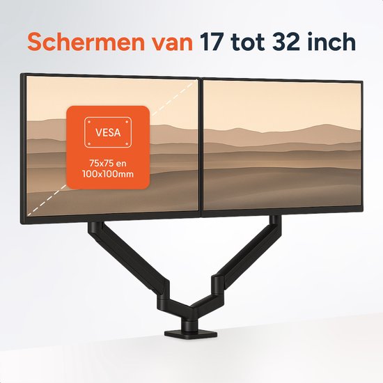 ELIVED Monitorhouder, 2 monitoren voor 13-32 inch